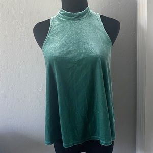 Abercrombie and Fitch green velvet mock neck top